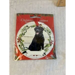 Black Labrador dog ceramic Christmas ornament new